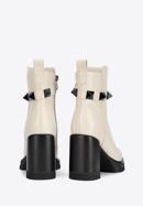 Leather high heel ankle boots, cream, 95-D-501-0-41, Photo 4