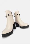 Leather high heel ankle boots, cream, 95-D-501-1-38, Photo 7