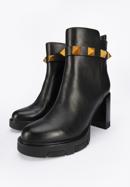 Leather high heel ankle boots, black, 95-D-501-1-40, Photo 7