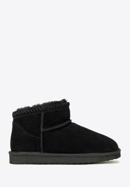 Women's suede ankle boots with wool, black, 97-D-850-9-37, Photo 1