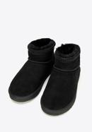 Women's suede ankle boots with wool, black, 97-D-850-5-36, Photo 2