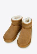 Women's suede ankle boots with wool, brown, 97-D-850-9-36, Photo 2