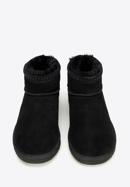 Women's suede ankle boots with wool, black, 97-D-850-5-36, Photo 3