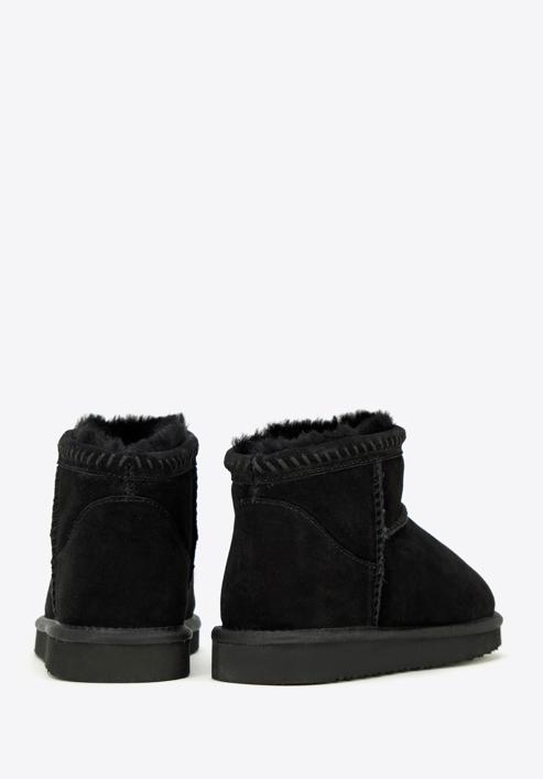 Women's suede ankle boots with wool, black, 97-D-850-5-36, Photo 4