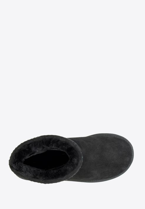 Women's suede ankle boots with wool, black, 97-D-850-1-36, Photo 5