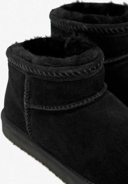 Women's suede ankle boots with wool, black, 97-D-850-5-36, Photo 7