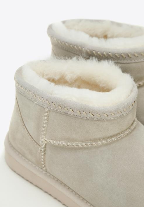 Women's suede ankle boots with wool, beige grey, 97-D-850-5-37, Photo 7