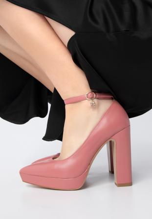 Women's leather court shoes, pink, 98-D-951-P-35, Photo 1