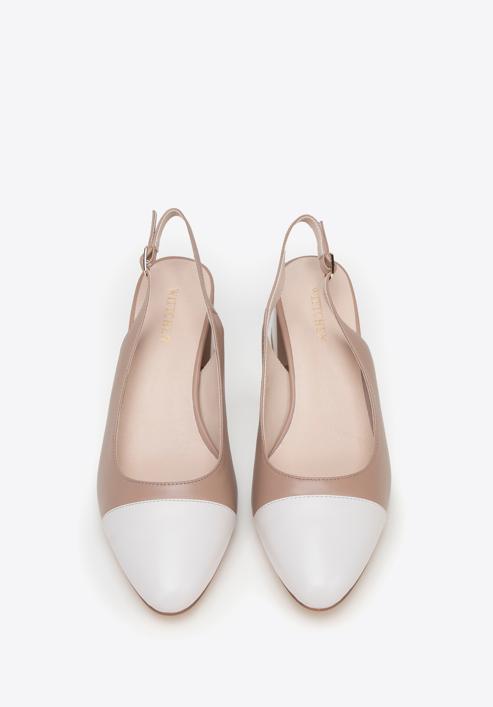 Women's leather block heel slingbacks, beige-white, 98-D-964-90-36, Photo 3