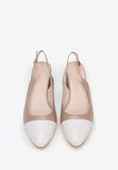 Women's leather block heel slingbacks, beige-white, 98-D-964-90-39, Photo 3