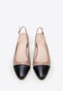 Women's leather block heel slingbacks, beige-black, 98-D-964-P-35, Photo 3