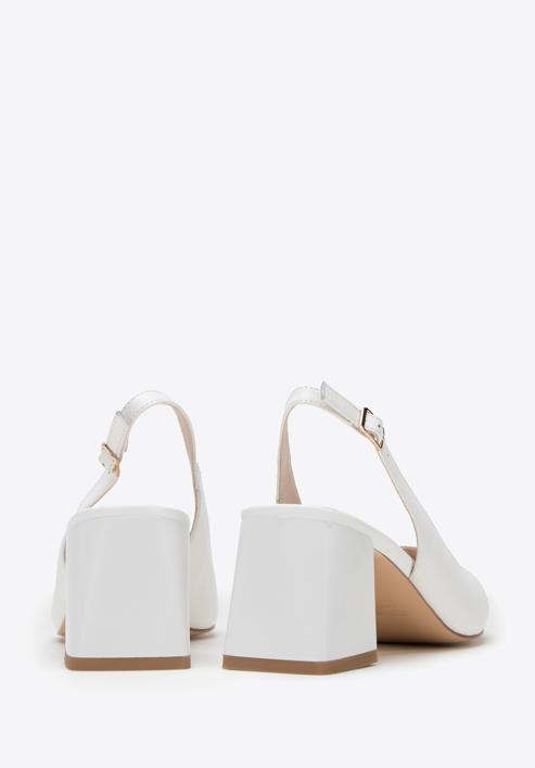 Women's leather block heel slingbacks, white-beige, 98-D-964-91-35, Photo 4