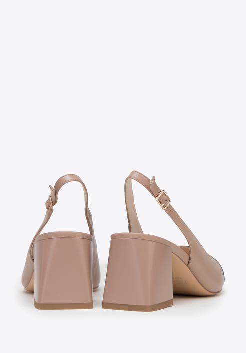 Women's leather block heel slingbacks, beige-black, 98-D-964-91-35, Photo 4