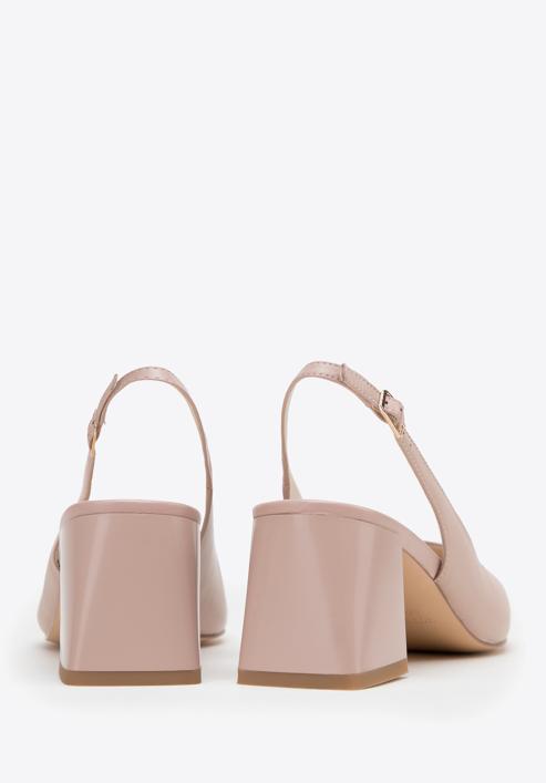 Women's leather block heel slingbacks, pink-white, 98-D-964-P-35, Photo 4