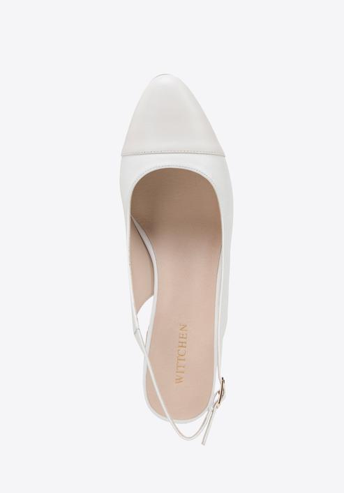 Women's leather block heel slingbacks, white-beige, 98-D-964-90-41, Photo 5