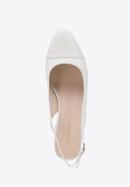 Women's leather block heel slingbacks, white-beige, 98-D-964-90-38, Photo 5