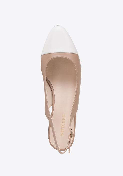 Women's leather block heel slingbacks, beige-white, 98-D-964-0-38, Photo 5