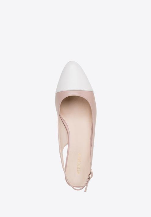 Women's leather block heel slingbacks, pink-white, 98-D-964-P-38, Photo 5