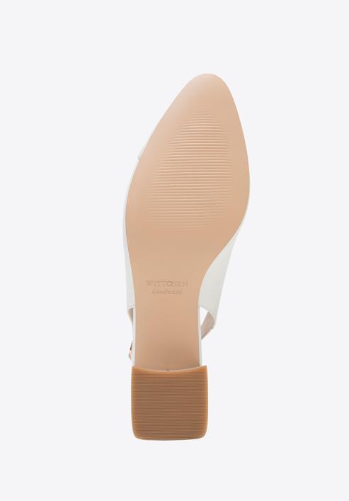 Women's leather block heel slingbacks, white-beige, 98-D-964-90-38, Photo 6