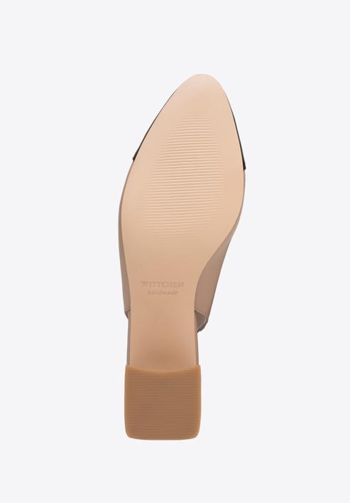 Women's leather block heel slingbacks, beige-black, 98-D-964-91-35, Photo 6
