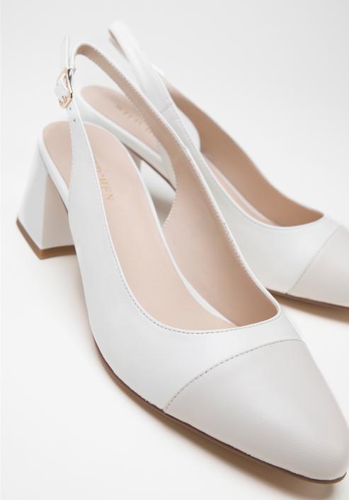 Women's leather block heel slingbacks, white-beige, 98-D-964-0-37, Photo 7