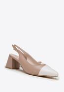 Women's leather block heel slingbacks, beige-white, 98-D-964-91-38, Photo 7