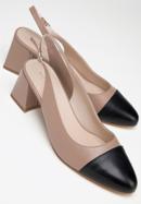 Women's leather block heel slingbacks, beige-black, 98-D-964-0-37, Photo 7