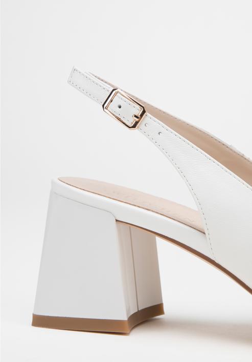 Women's leather block heel slingbacks, white-beige, 98-D-964-91-35, Photo 8