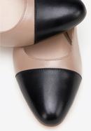 Women's leather block heel slingbacks, beige-black, 98-D-964-P-39, Photo 8