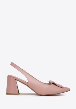 Women's leather slingback shoes with monogram detail, pink, 98-D-967-P-36, Photo 1