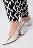 Women's leather slingback shoes with monogram detail, cream, 98-D-967-9-39, Photo 15