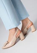 Women's leather slingback shoes with monogram detail, beige, 98-D-967-9-41, Photo 16