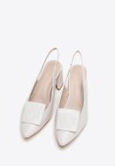 Women's leather slingback shoes with monogram detail, cream, 98-D-967-P-39, Photo 2