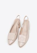 Women's leather slingback shoes with monogram detail, beige, 98-D-967-9-39, Photo 2