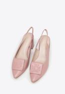 Women's leather slingback shoes with monogram detail, pink, 98-D-967-P-40, Photo 2