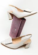 Women's leather slingback shoes with monogram detail, cream, 98-D-967-P-37, Photo 20