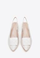 Women's leather slingback shoes with monogram detail, cream, 98-D-967-P-41, Photo 3