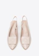 Women's leather slingback shoes with monogram detail, beige, 98-D-967-0-36, Photo 3