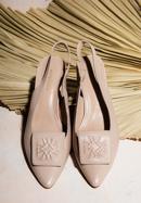 Women's leather slingback shoes with monogram detail, beige, 98-D-967-0-39, Photo 35