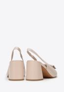 Women's leather slingback shoes with monogram detail, beige, 98-D-967-9-39, Photo 4