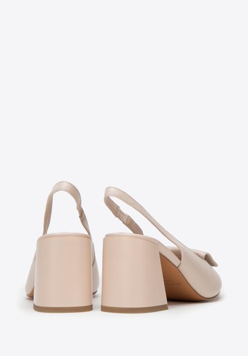 Women's leather slingback shoes with monogram detail, beige, 98-D-967-P-35, Photo 4