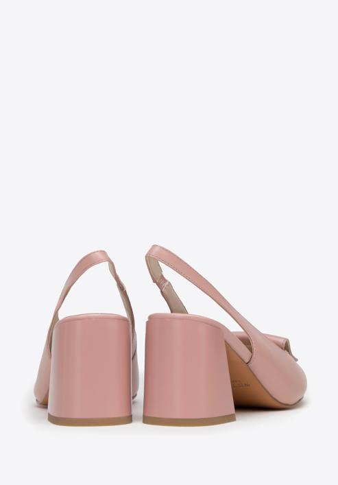 Women's leather slingback shoes with monogram detail, pink, 98-D-967-9-38, Photo 4