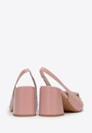 Women's leather slingback shoes with monogram detail, pink, 98-D-967-P-40, Photo 4