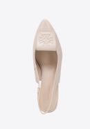 Women's leather slingback shoes with monogram detail, beige, 98-D-967-9-41, Photo 5