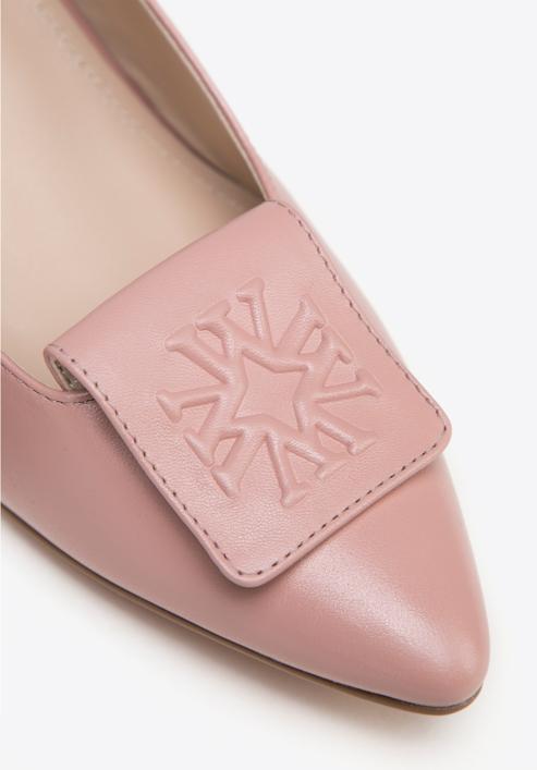 Women's leather slingback shoes with monogram detail, pink, 98-D-967-P-40, Photo 7