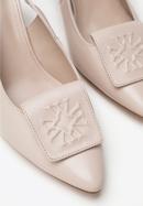 Women's leather slingback shoes with monogram detail, beige, 98-D-967-9-39, Photo 8