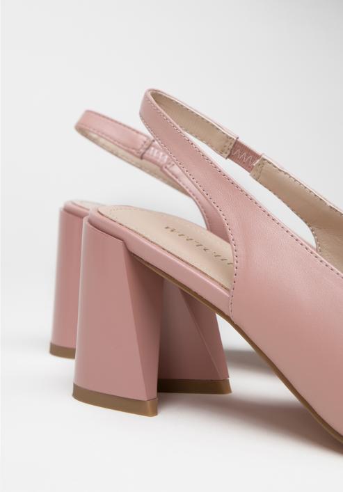 Women's leather slingback shoes with monogram detail, pink, 98-D-967-P-35, Photo 8