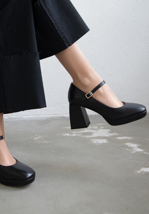 Chunky high heeled Mary - Jane shoes, black, 96-D-506-5-40, Photo 16