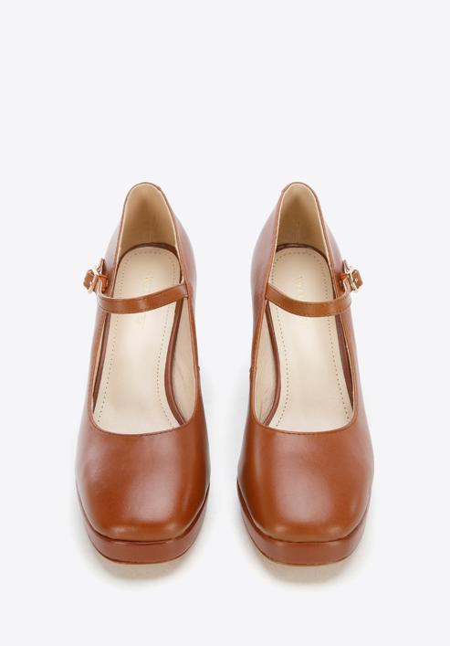 Chunky high heeled Mary - Jane shoes, brown, 96-D-506-5-40, Photo 2