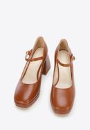 Chunky high heeled Mary - Jane shoes, brown, 96-D-506-5-35, Photo 3